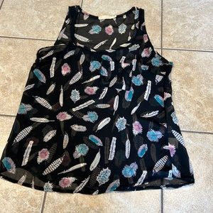 Pins and Needles Feather Pattern Sheer Tank Small